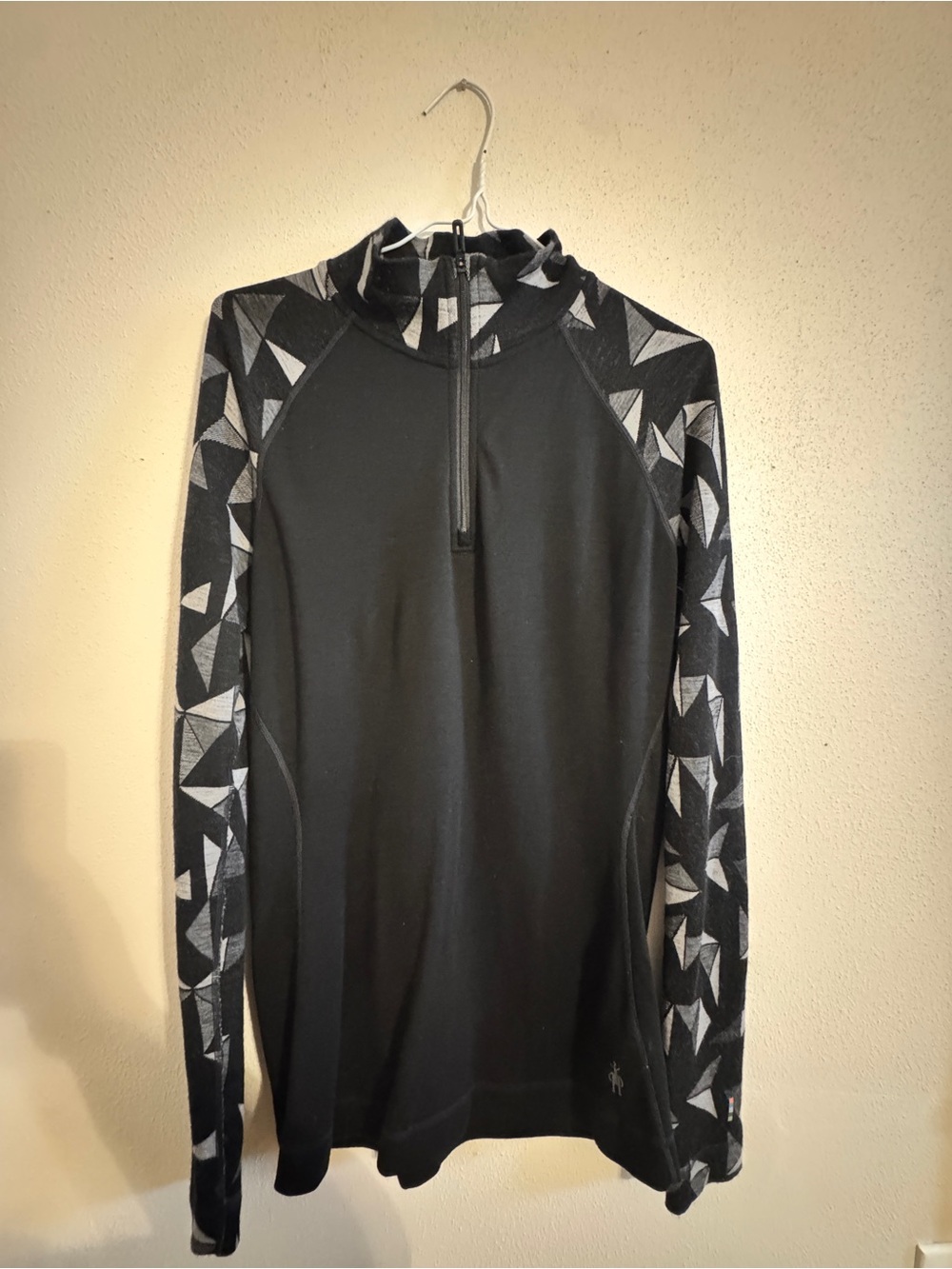Smartwool Merino 250 Women’s L Geometric Print Wool Baselayer Zip Front Black